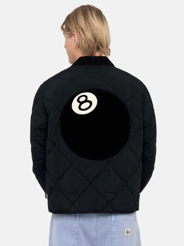 Stussy 8 Ball Black Quilted Liner Jacket Back