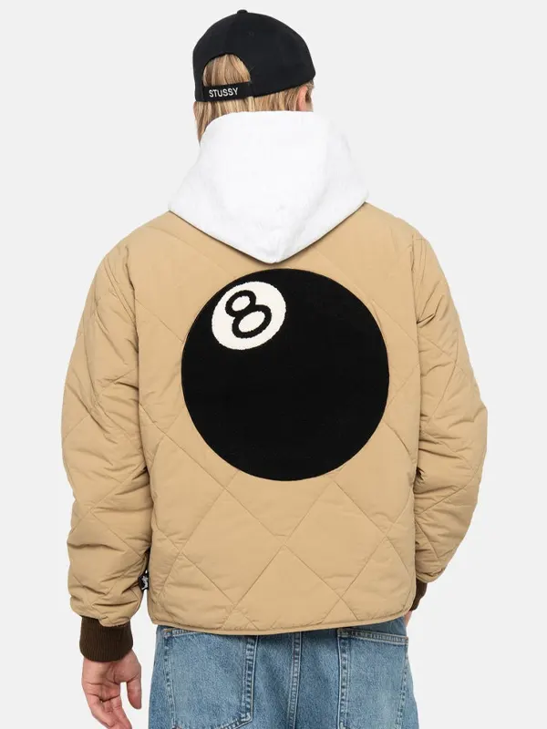 Stussy 8 Ball Brown Quilted Liner Jacket Back