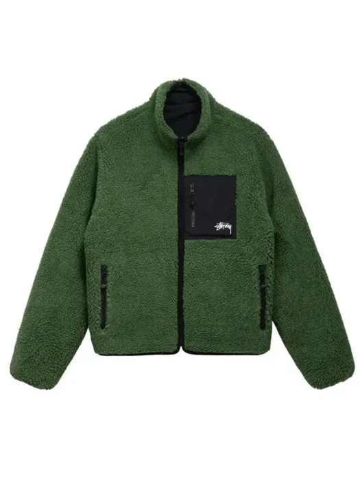 Stussy 8 Ball Sherpa Reversible Green Jacket