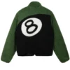 Stussy 8 Ball Sherpa Reversible Green Jacket Back