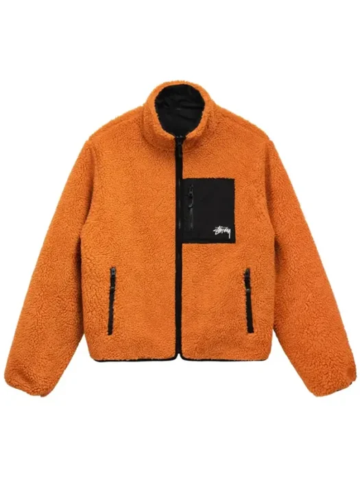 Stussy 8 Ball Sherpa Reversible Jacket ‘Orange’