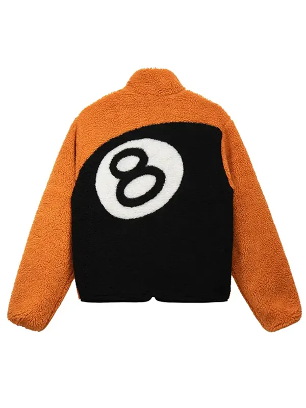 Stussy 8 Ball Sherpa Reversible Jacket ‘Orange’ Back