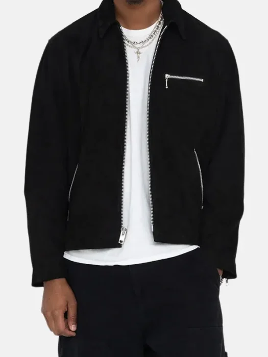 Stussy 8 Ball Suede Bing Jacket Black