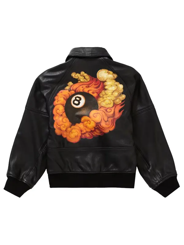 Supreme AW19 Martin Wong Black 8 Ball Leather Jacket Back