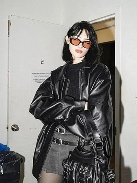 Aelfric Eden Womens Leather Jacket Oversized