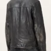 Alkan Zip Up Two Tone Leather Jacket Back