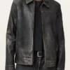 Alkan Zip Up Two Tone Vintage Black Leather Jacket