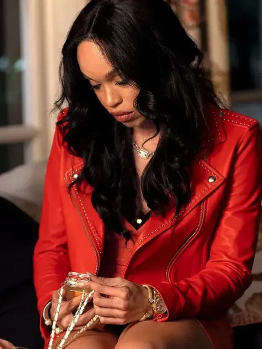 Cleopatra Coleman Clipped Leather Red Jacket
