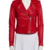 Clipped V. Stiviano Red Leather Jacket