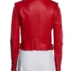 Clipped V. Stiviano Red Leather Studded Jacket Back