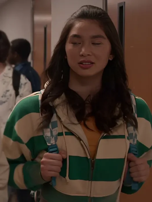 Cobra Kai S6 Oona O’Brien Green Striped Zip-Up Hoodie