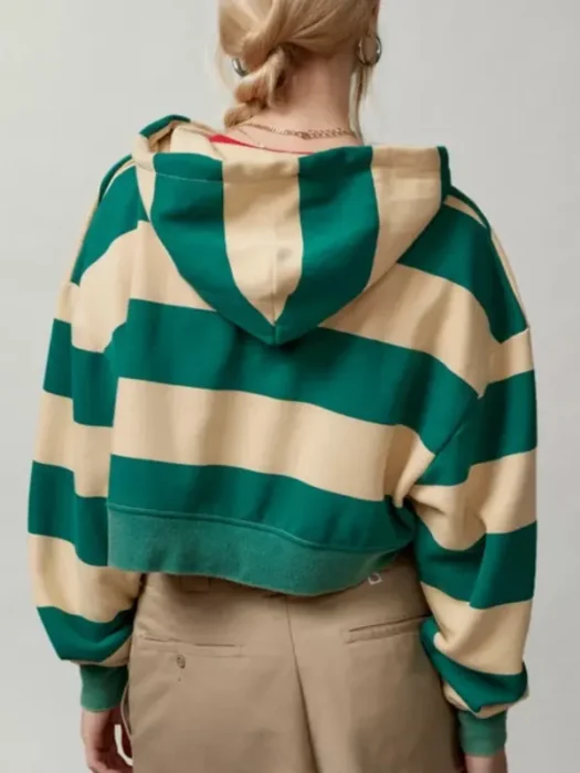 Cobra Kai S6 Oona O’Brien Green Striped Zip-Up Hood­ie Back