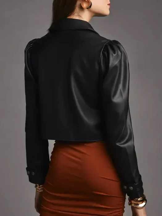 Emily Simpson Real Housewives of Orange County Leather Black Jacket Back