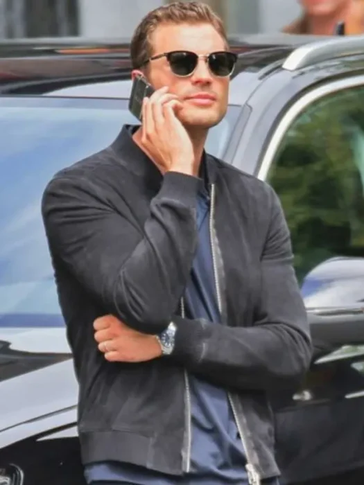 Fifty Shades Freed Jamie Dornan Black Bomber Suede Jacket