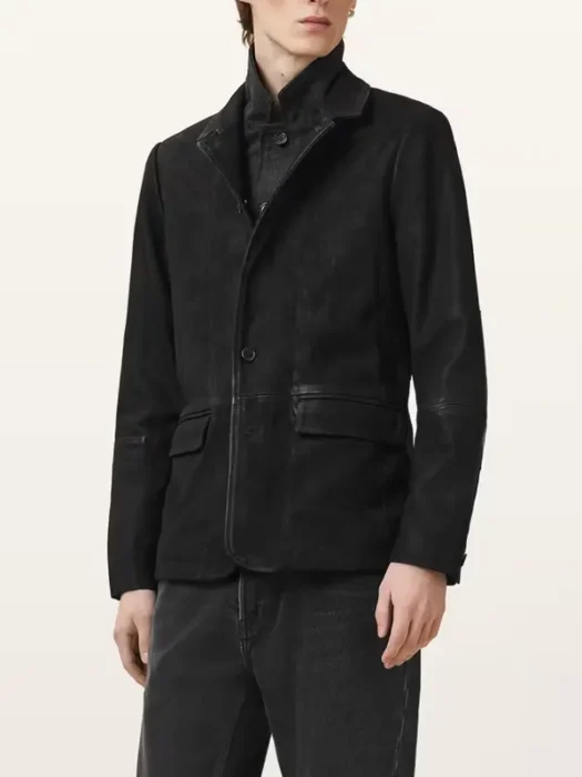 Mens Survey Double Layered Leather Blazer