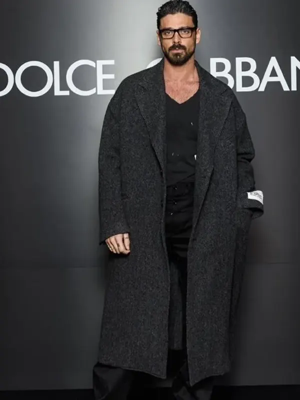 Michele Morrone Grey Wool Coat