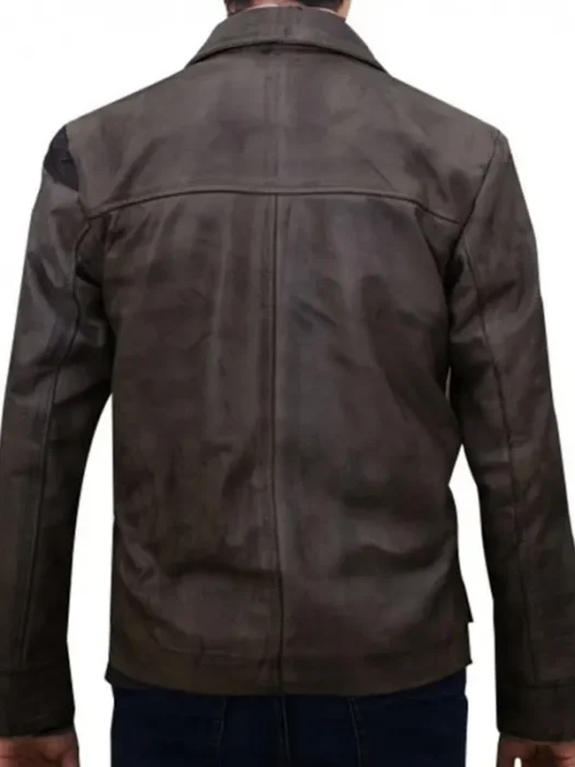 Mortal Kombat X Jason Distressed Leather Jacket Back