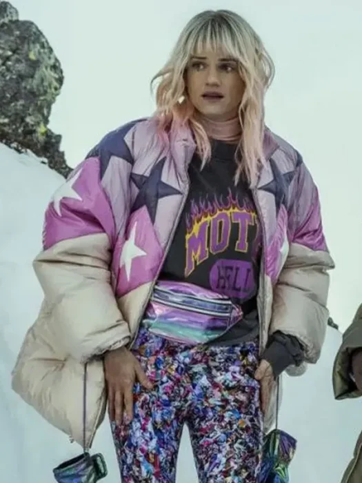 Noémie Schmidt Anthracite Ida Heilman Puffer Pink and White Full-Zip Jacket