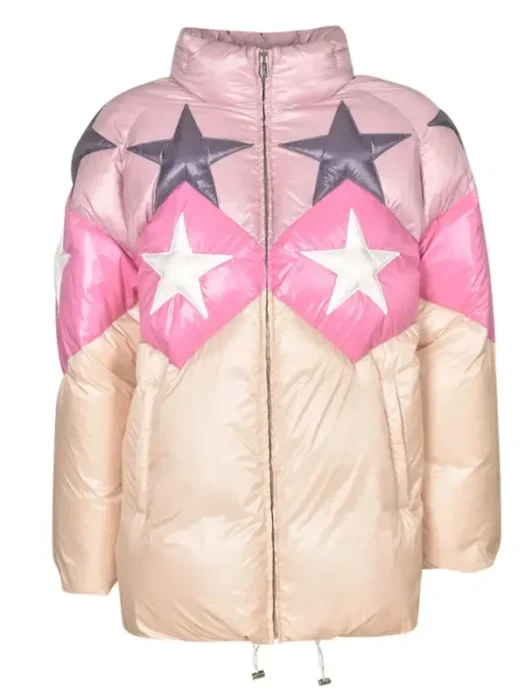 Noémie Schmidt Anthracite Ida Heilman Puffer Pink and White Jacket