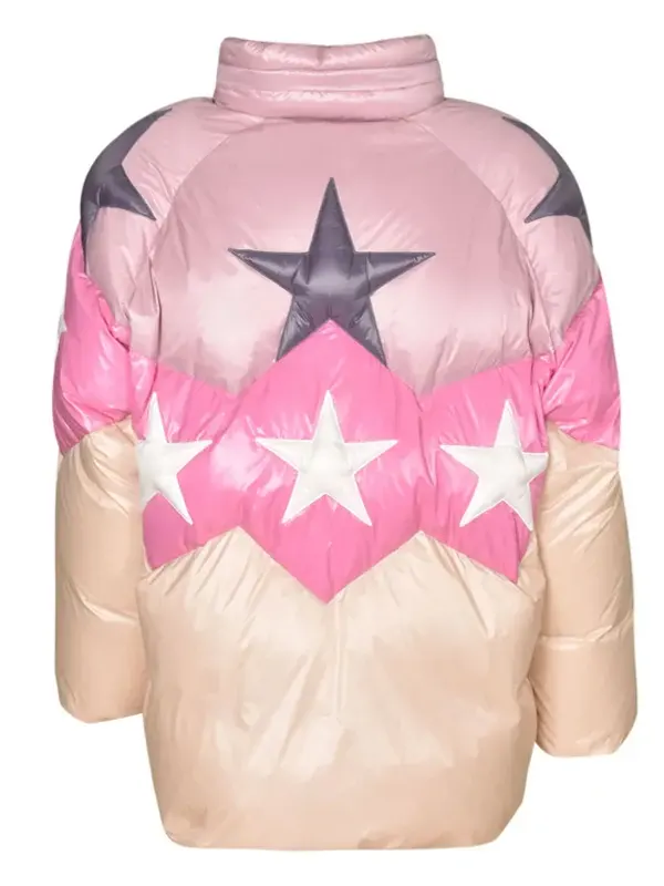 Noémie Schmidt Anthracite Ida Heilman Puffer Pink and White Jacket Back