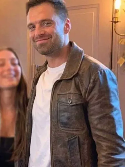 Sebastian Stan The 355 Distressed Brown Leather Jacket
