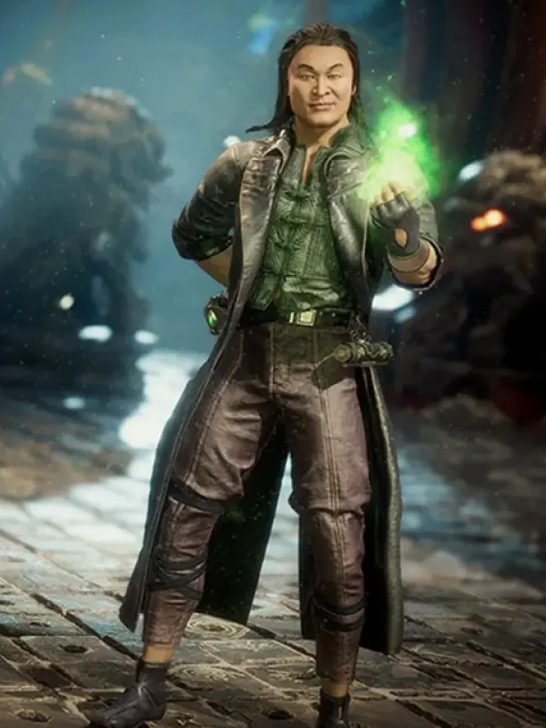 Shang Tsung Mortal Kombat 11 Black Leather Trench Coat