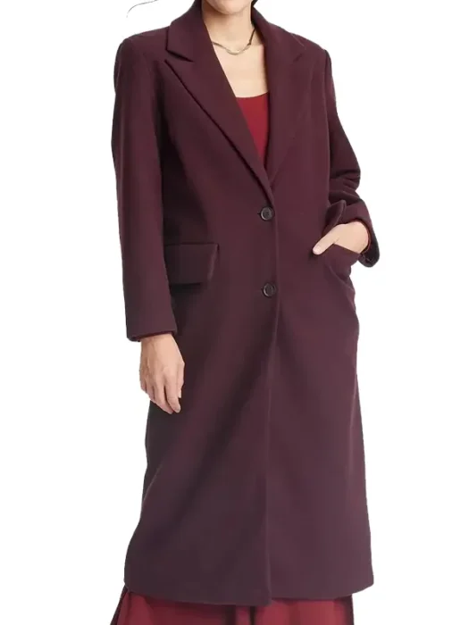 Small Town Big Story Christina Hendricks Maroon Coat