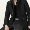 Survey Double Layered Black Leather Blazer