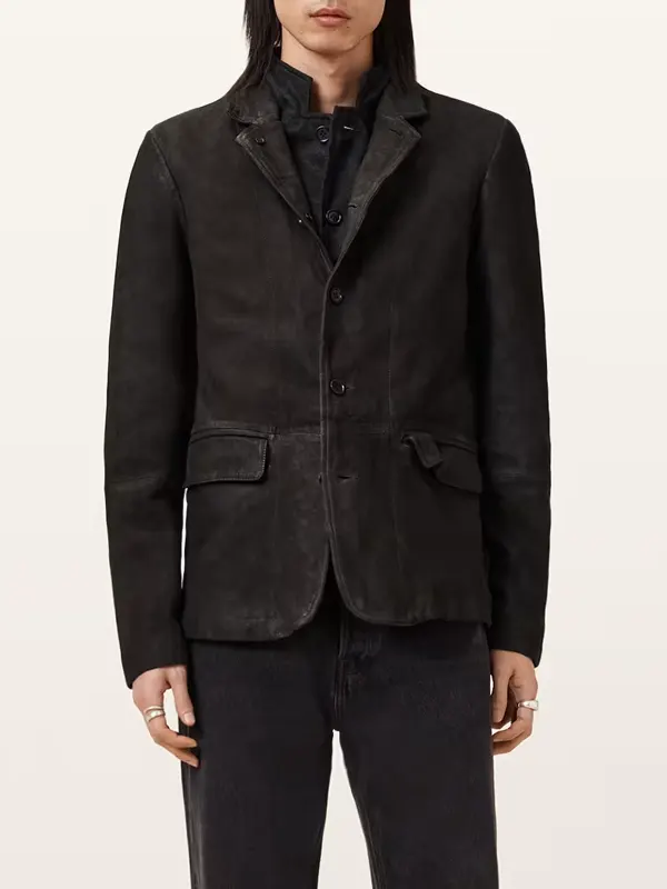 Survey Double Layered Leather Blazer