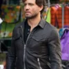 The 355 Movie Luis Black Leather Jacket