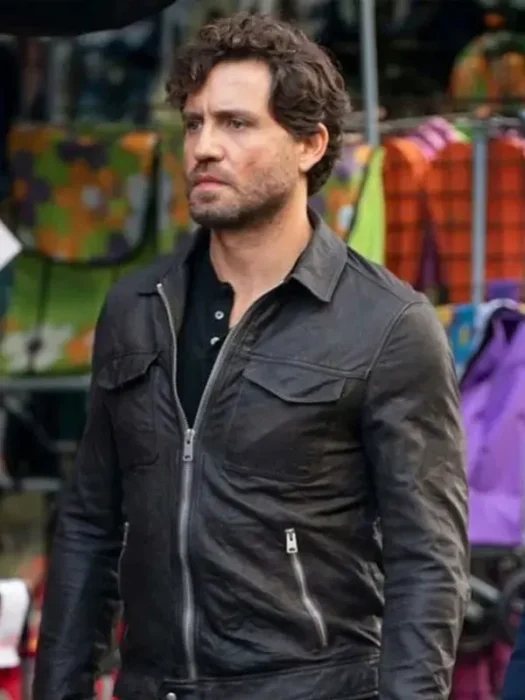 The 355 Movie Luis Black Leather Jacket