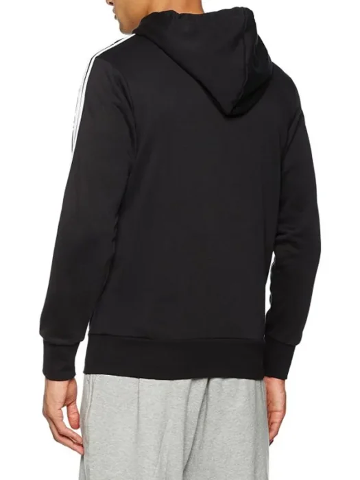 ADIDAS MEN’S ESSENTIALS 3 STRIPES FULL-ZIP FRENCH TERRY HOODIE BACK