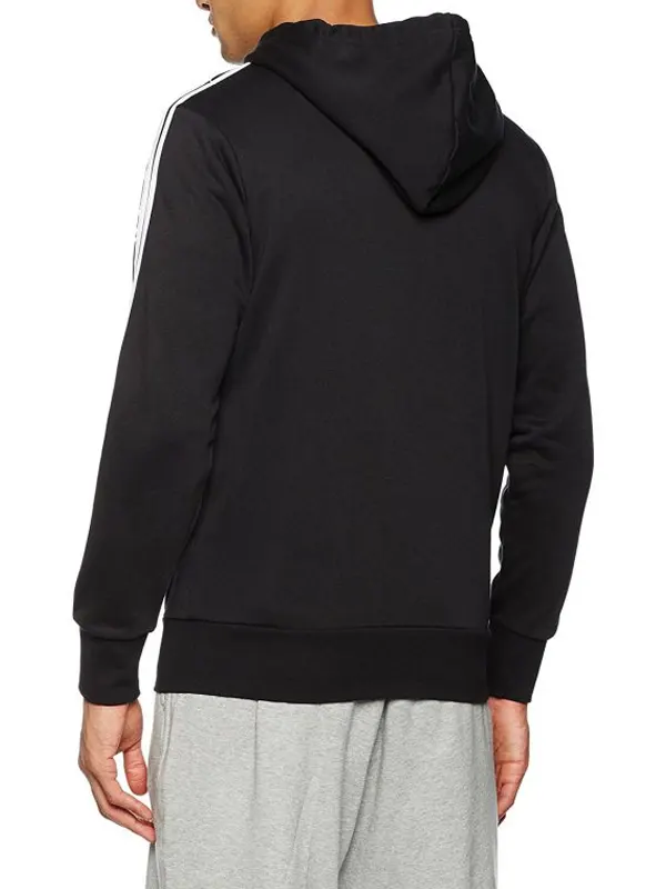 ADIDAS MEN’S ESSENTIALS 3 STRIPES FULL-ZIP FRENCH TERRY HOODIE BACK