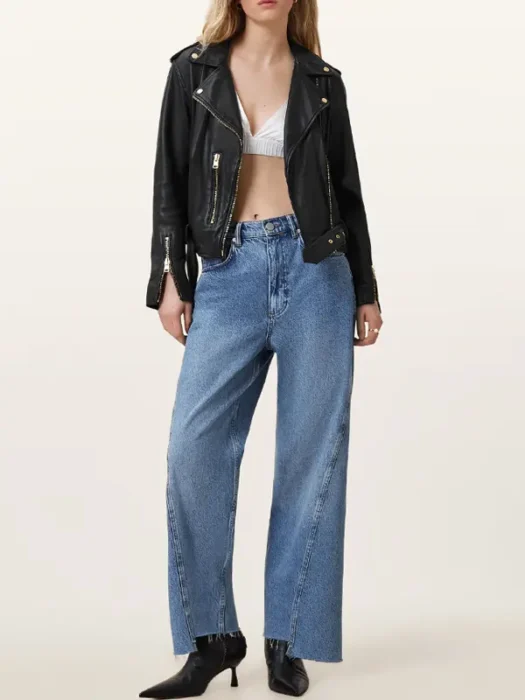 Balfern Black Leather Biker Jacket