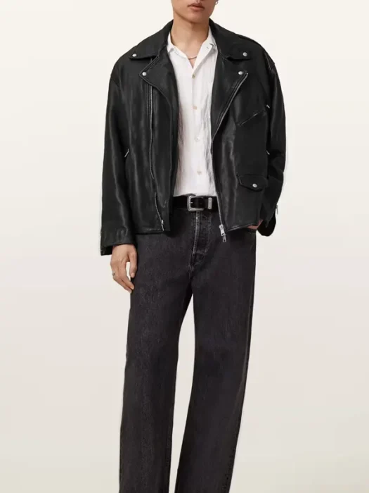 Bradford Oversized Black Leather Biker Jacket