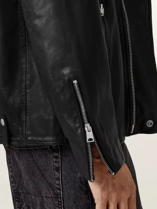 Bradford Oversized Leather Biker Jacket - Zipper Stlyle Cuffs