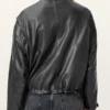 Clay Funnel Neck Cropped Leather Jacket Back