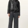 Clay Funnel Neck Leather Jacket