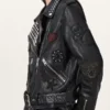 College Relaxed Fit Leather Biker Jacket