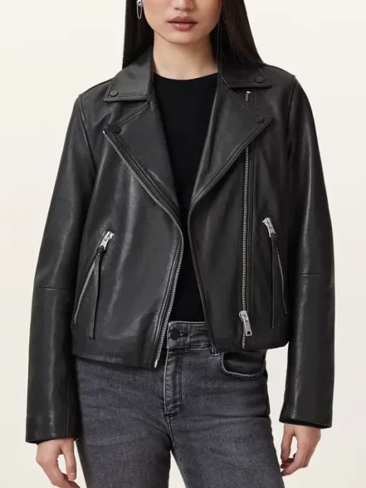 Dalby Slim Fit Black Leather Biker Jacket
