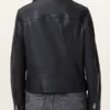Dalby Slim Fit Black Leather Biker Jacket Back