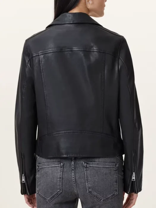 Dalby Slim Fit Black Leather Biker Jacket Back