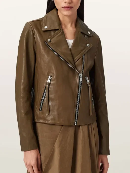 Dalby Slim Fit Brown Leather Biker Jacket