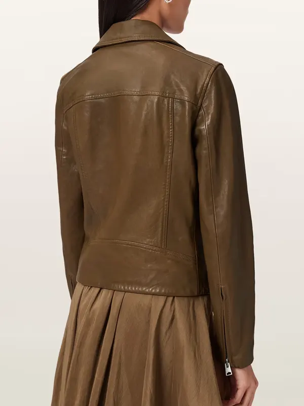 Dalby Slim Fit Leather Biker Jacket Back