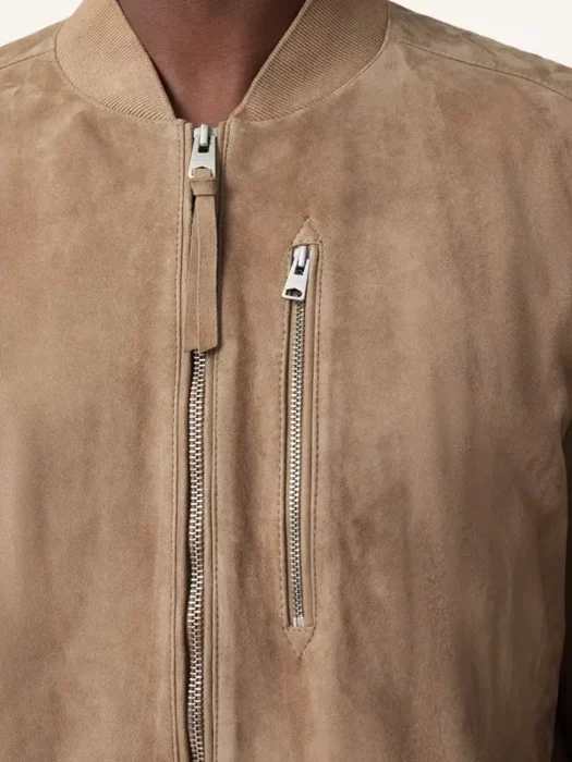 Kemble Corn Brown Suede Bomber Jacket