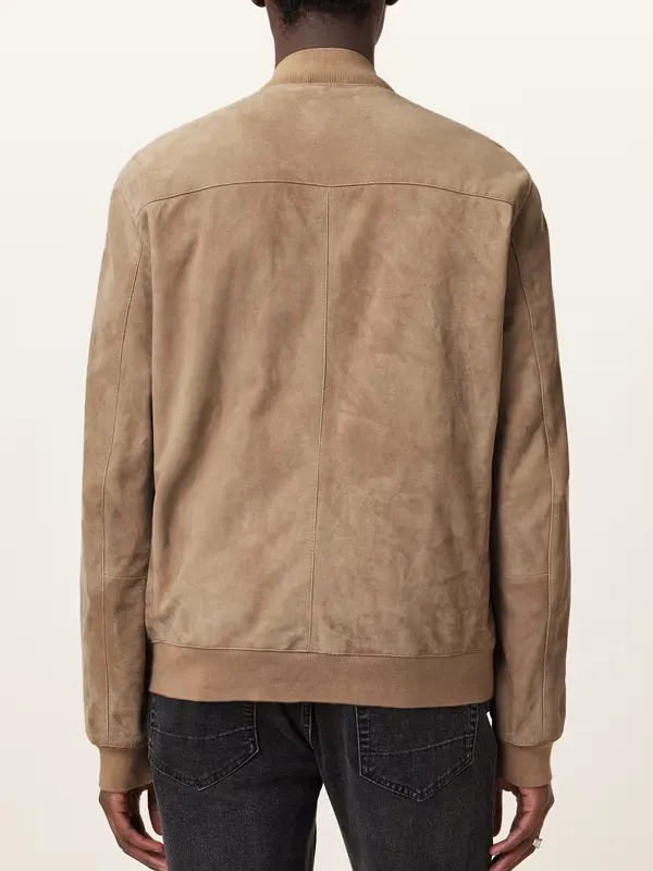 Kemble Corn Brown Suede Bomber Jacket Back