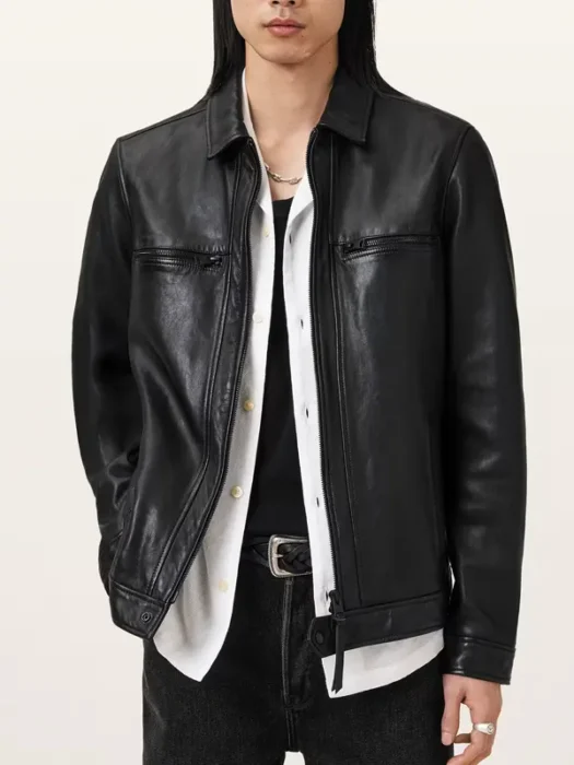 Luck Black Genuine Leather Jacket
