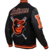 MLB BALTIMORE ORIOLES MASHUP MEN'S RIB WOOL VARSITY JACKET BACK
