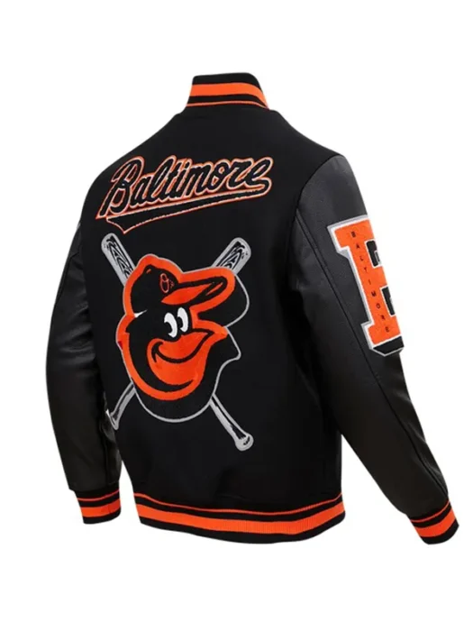 MLB BALTIMORE ORIOLES MASHUP MEN'S RIB WOOL VARSITY JACKET BACK
