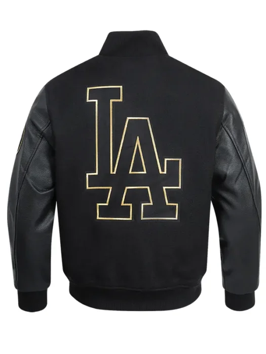 MLB LOS ANGELES DODGERS BLACK & GOLD MEN'S WOOL VARSITY JACKET BACK